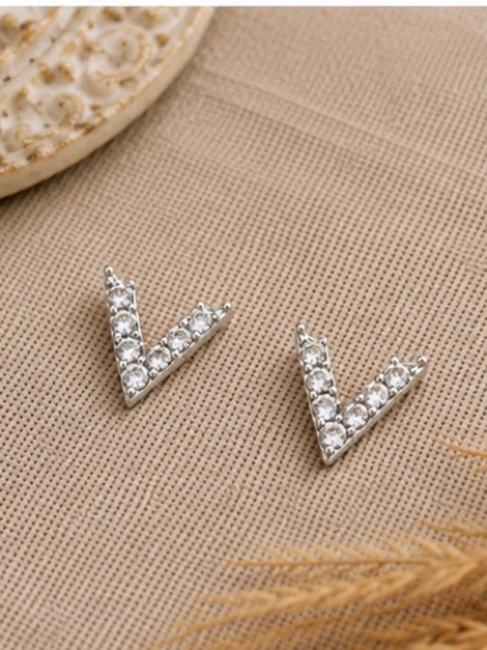 Silver Minimalist V Stud Earrings Designer Inspired